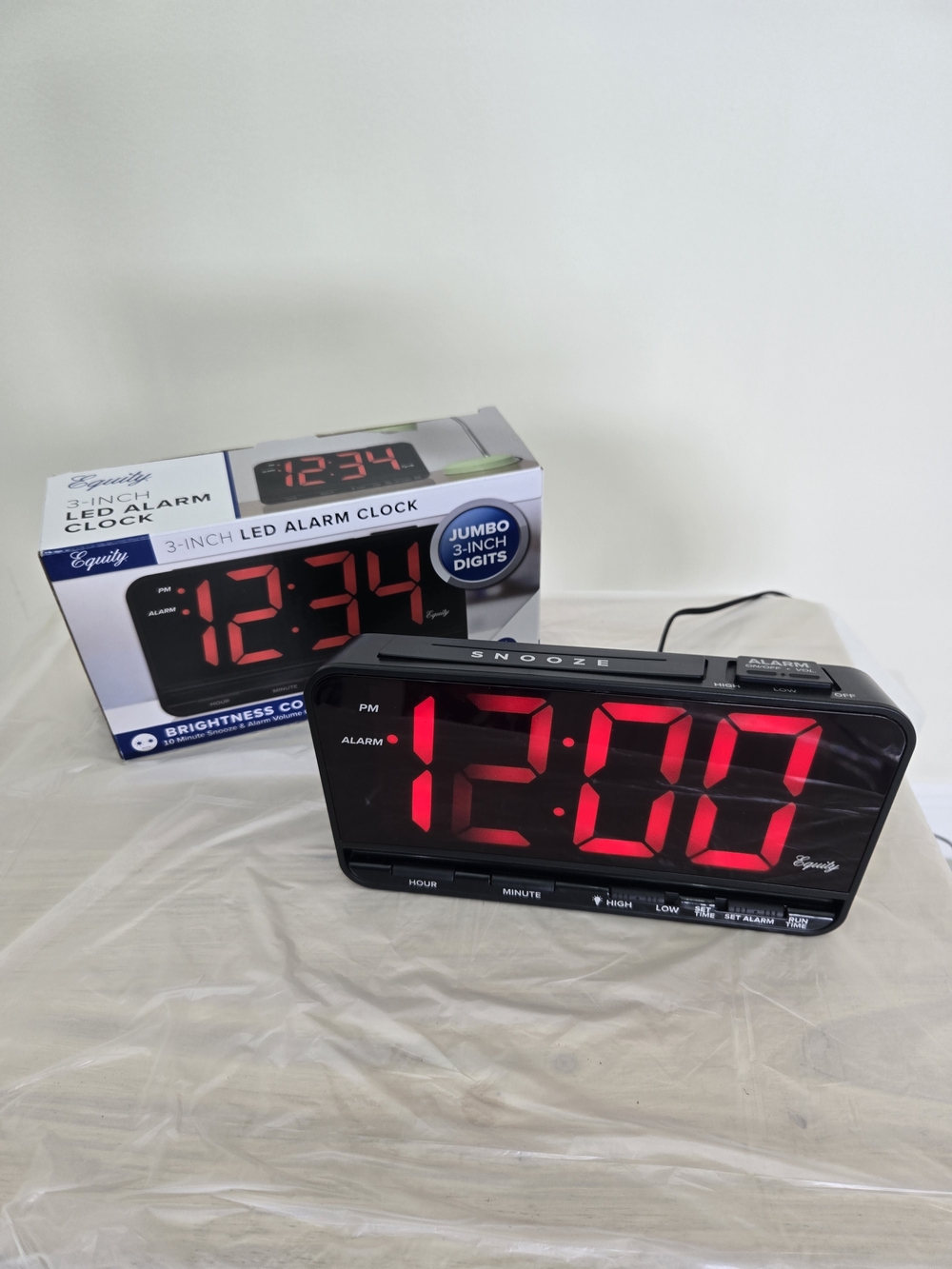 Jumbo 3-Inch LED Digital Alarm Clock with Red Display